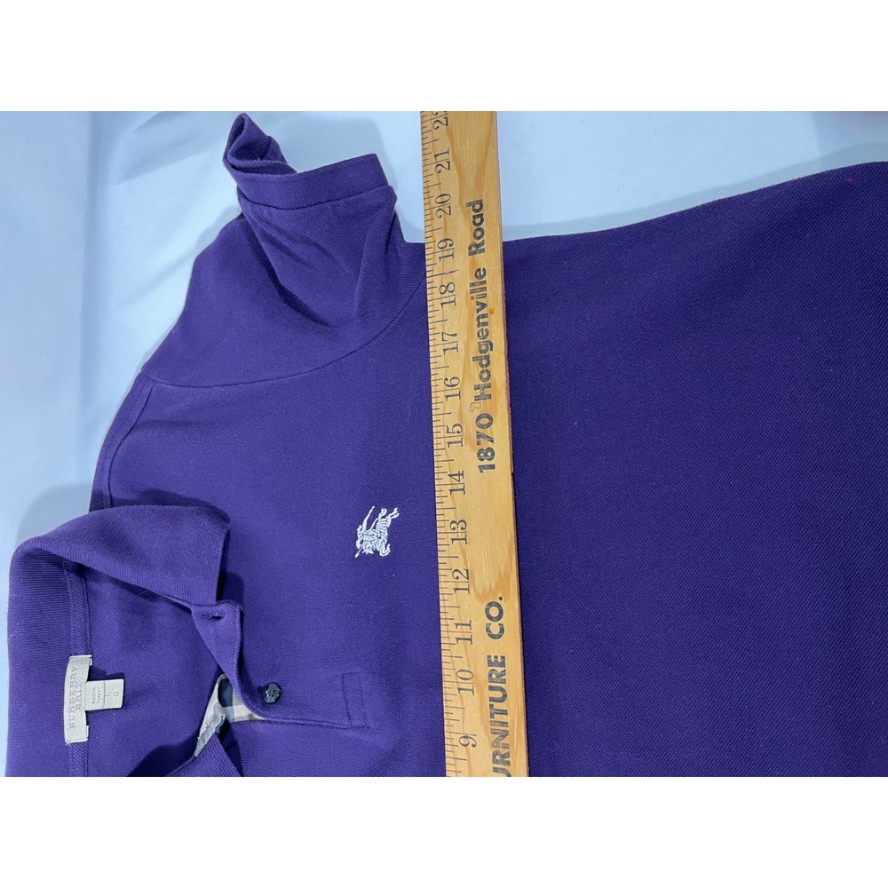 Burberry Brit Short Sleeve Polo Shirt Women L Purple Logo Classic Preppy Lux - Picture 4 of 13